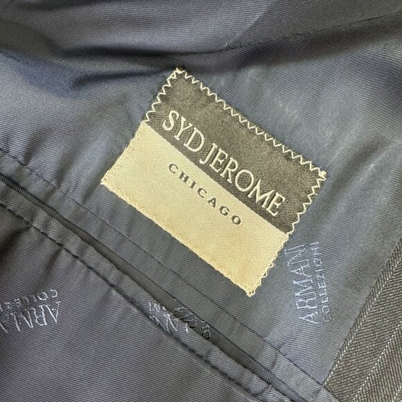 Armani Collezioni Blazer 39R Pinstripe 100% Wool Ventless Navy Blue Made In Ital - Picture 4 of 12